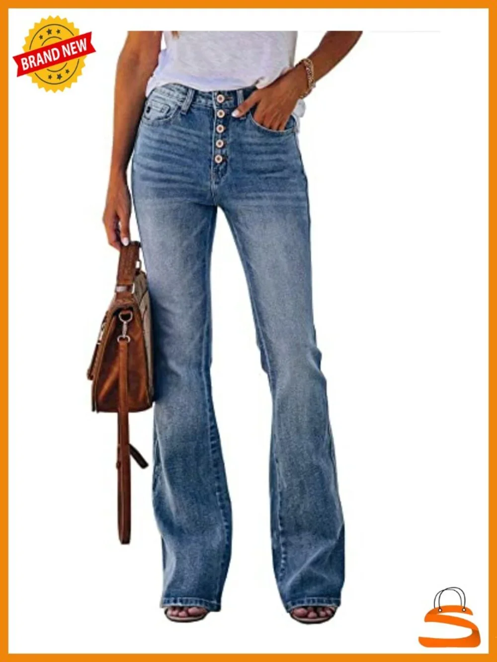 High Waisted Boyfriend Stretch Bootcut Flare Denim Jeans